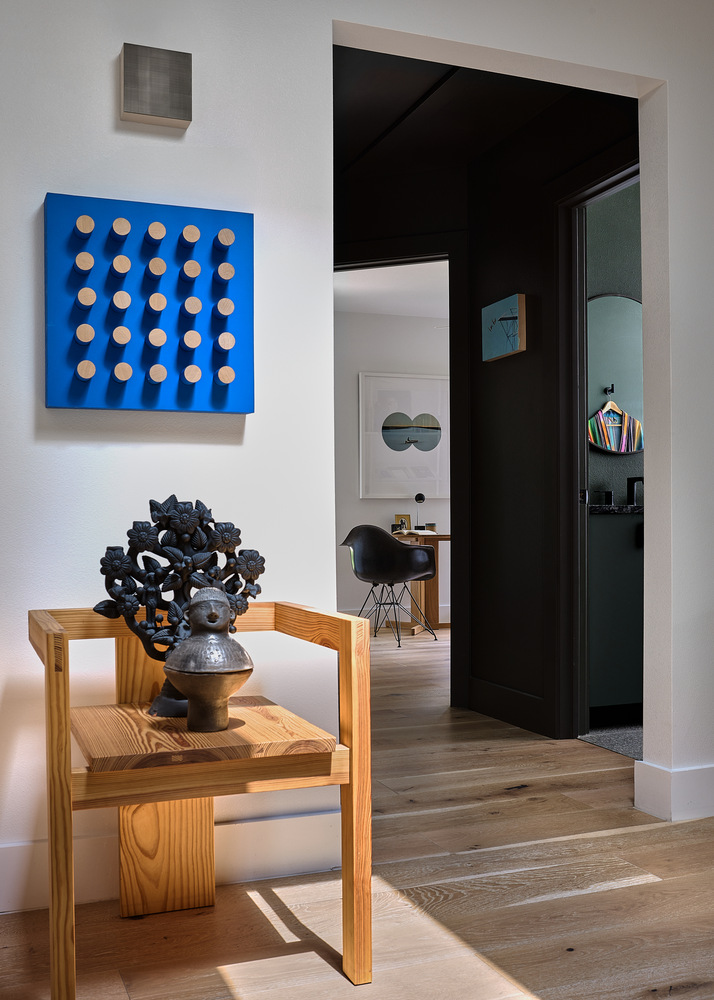 close-up of remodeled dining area with floral centerpiece by RedOven Builds in Lockhart, TX